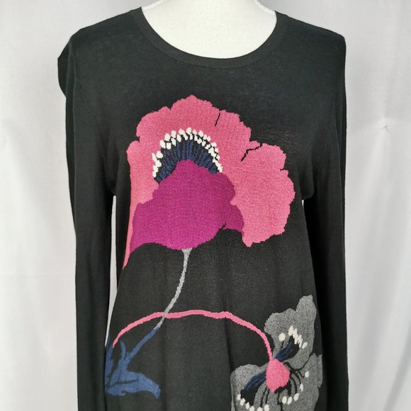 DKNY Donna Karen Silk & Cashmere Floral Sweater - Picture 2 of 6